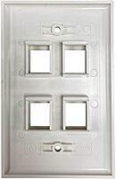 Tripp Lite Safe-IT 4-Port Single-Gang Outlet Keystone Wall Plate, Electrical & AV Applications, Ivory Gloss, TAA Compliant