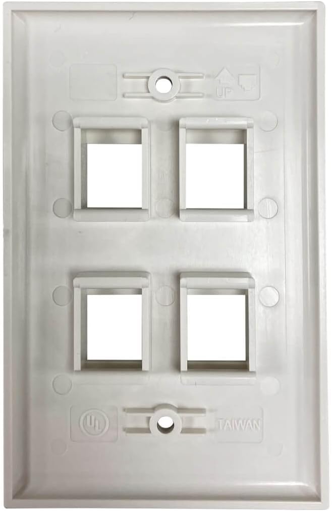 Tripp Lite Safe-IT 4-Port Single-Gang Outlet Keystone Wall Plate, Electrical & AV Applications, Ivory Gloss, TAA Compliant