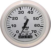 Faria Beede 13547541 Faria Dress White 4 Tachometer W/systemcheck Indicator - 7,000 RPM [Gas - Johnson/Evinrude Outboard]