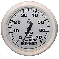 Faria Beede 13547541 Faria Dress White 4 Tachometer W/systemcheck Indicator - 7,000 RPM [Gas - Johnson/Evinrude Outboard]