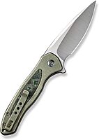 WE Knife WE19002N-2 Green Titanium Handle with Jungle Wear Fat Carbon Fiber Inlay