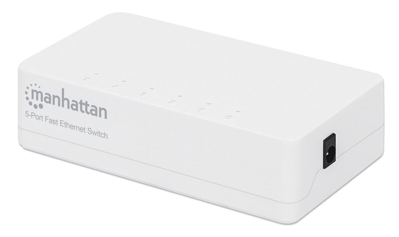 Manhattan 5 Port Fast Ethernet Switch – 10/100 Mbps - Computer Desktop Internet Networking Splitter LAN Hub Router, Unmanaged, Plug & Play, Fanless Quiet – 3 Yr Mfg Warranty - 560672