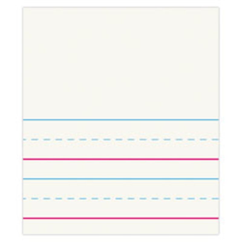 Office Depot Red & Blue Ruled Storybook Paper, Conforms To D'Nealian - Grade K-1, 4 1/2" Picture Story Heading, 3/4" Ruling, 3/8" Midline, 3/8" Skip Space, 11" x 8 1/2", Pack Of 500 Sheets