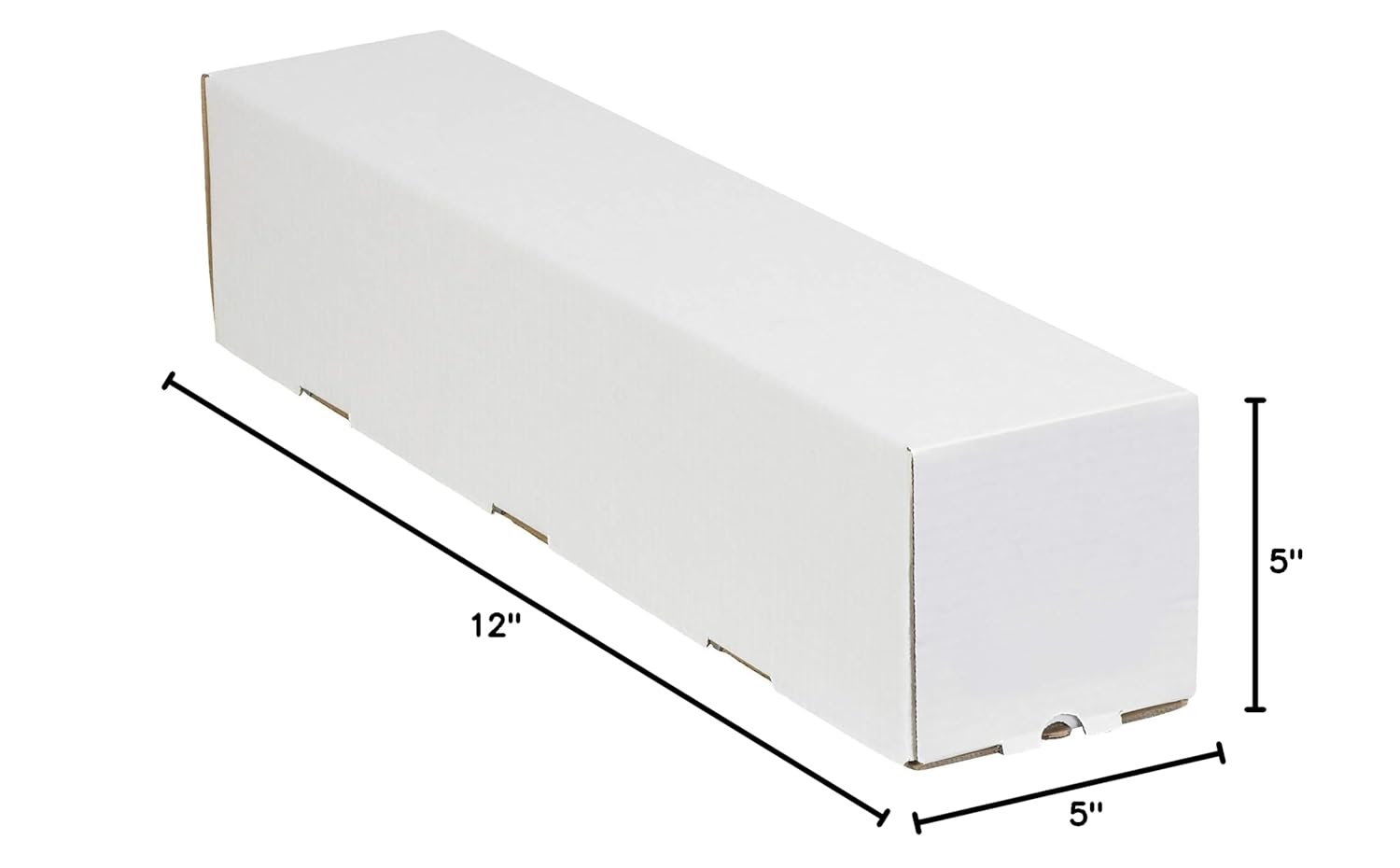 Aviditi Square Corrugated Cardboard Mailing Tubes, 5" x 5" x 12", White, Pack of 25, for Shipping, Storing, Mailing
