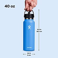 HYDRO FLASK Wide Mouth Flex Straw Cap Bottle - Insulated Stainless Steel