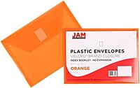 JAM PAPER Plastic Booklet Envelopes with Hook & Loop Closure - Pack of 12