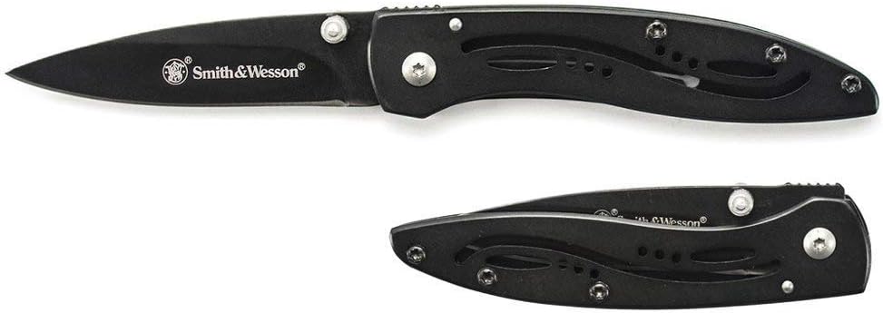 Smith & Wesson CKLPB 5.3in High Carbon S.S. Folding Knife with a 3.2in Drop Point Blade and Stainless Steel Handle