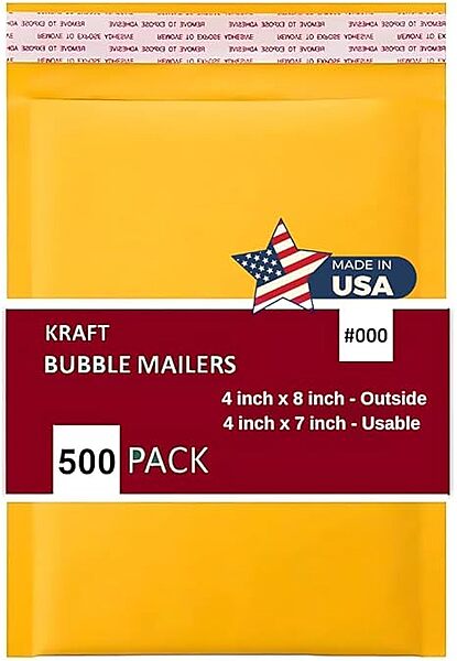 000 - Kraft Bubble Mailer - 500 Padded Self Sealing Envelopes