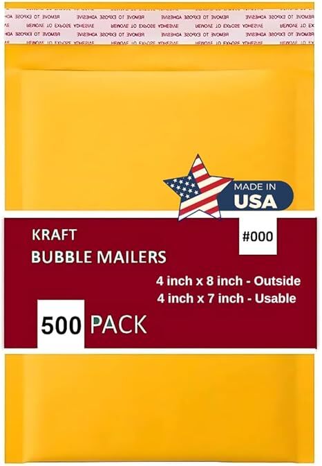 000 - Kraft Bubble Mailer - 500 Padded Self Sealing Envelopes