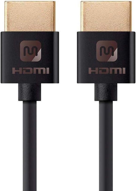 Monoprice HDMI High Speed Cable - 6 Feet - Black, 4K@60Hz, HDR, 18Gbps, 36AWG, YUV 4: - Ultra Slim Series