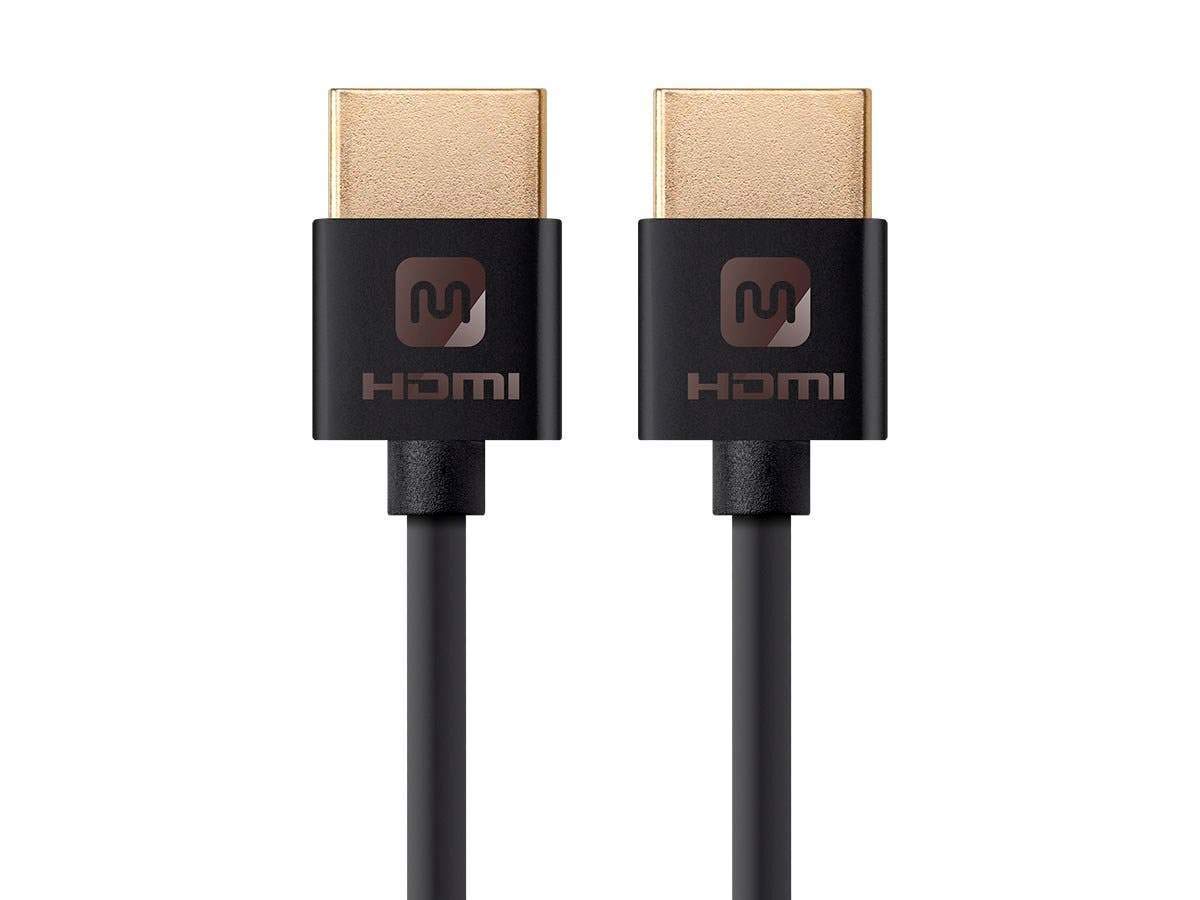 Monoprice HDMI High Speed Cable - 6 Feet - Black, 4K@60Hz, HDR, 18Gbps, 36AWG, YUV 4: - Ultra Slim Series
