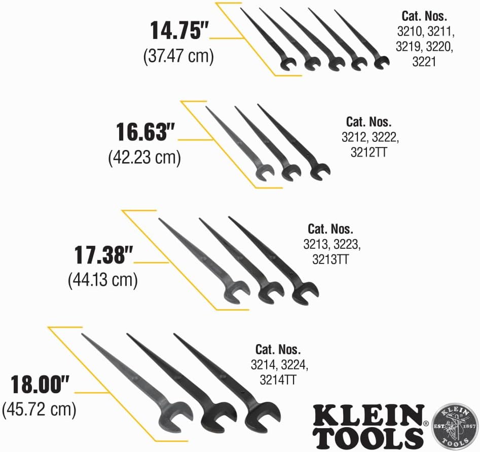 Klein Tools 3214 Spud Wrench, Made in USA, 1-5/8-Inch Nominal Opening, 1-Inch Bolt for U.S. Heavy Nut Standard