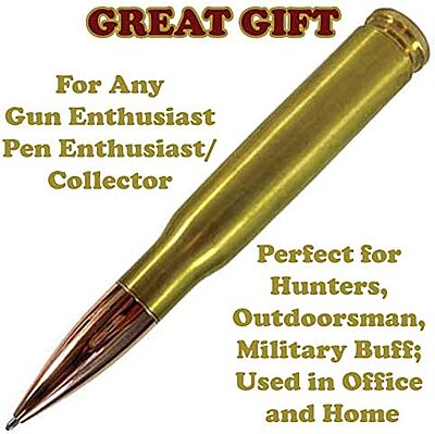 Caliber Gourmet 50 Caliber Bullet Twist Tactical Pen, Gold Plated, Realistic Refillable 50 Cal Bullet Pen for Hunters