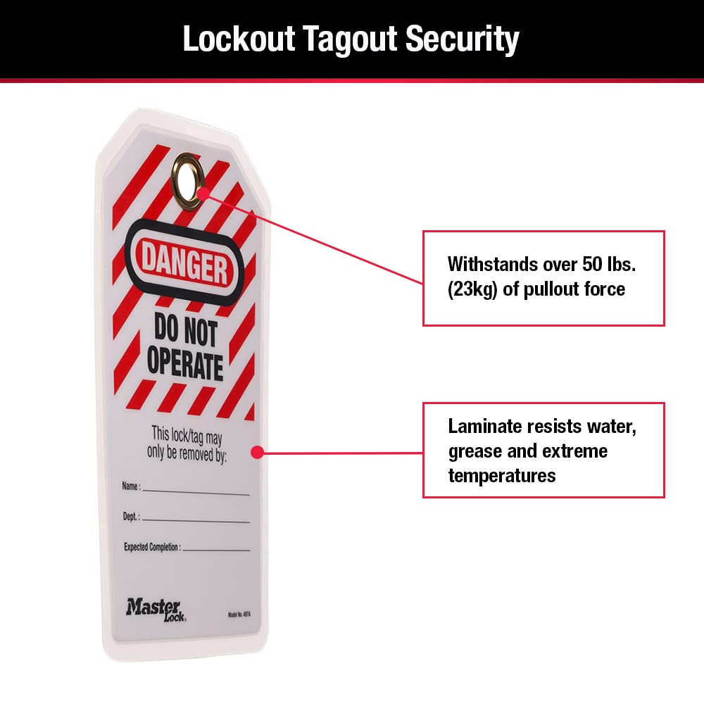 Master Lock 497A Lockout Tagout Tags, Laminated Do Not Operate, OSHA Compliant, 12 Pack