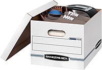 Bankers Box Stor/File Standard-Duty Storage Boxes, Letter/Legal Size, 10 x 12in x 15in, White/Blue, Pack Of 10 - 0070314