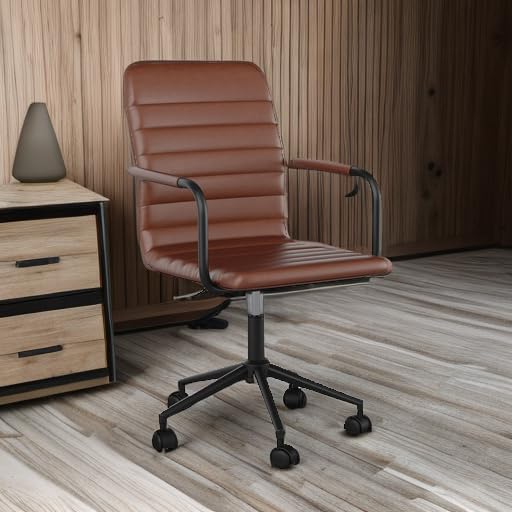 Martha Stewart Taytum Swivel Task Chair with Armrests for Home Office