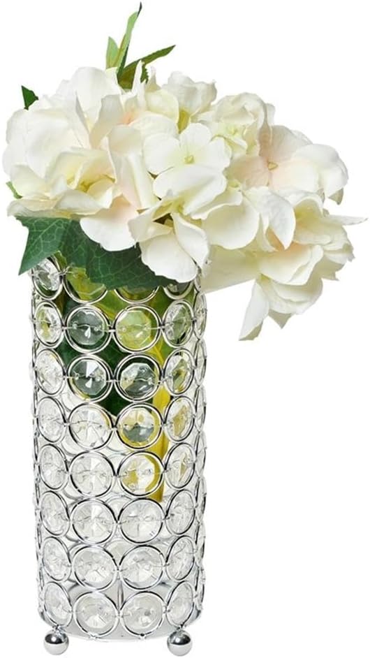 Elegant Designs HG1003-CHR Elipse Crystal Decorative Flower Vase, Candle Holder, Wedding Centerpiece, 7.5 Inch