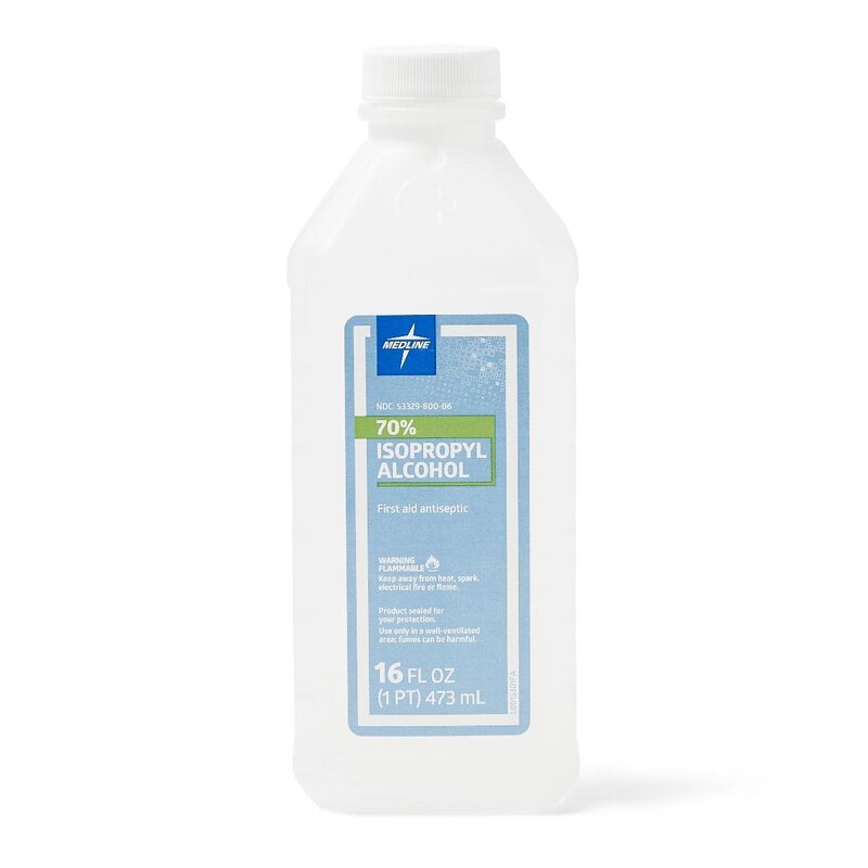Medline 70% Isopropyl Rubbing Alcohol, 16 Oz Bottle - Pack of 12