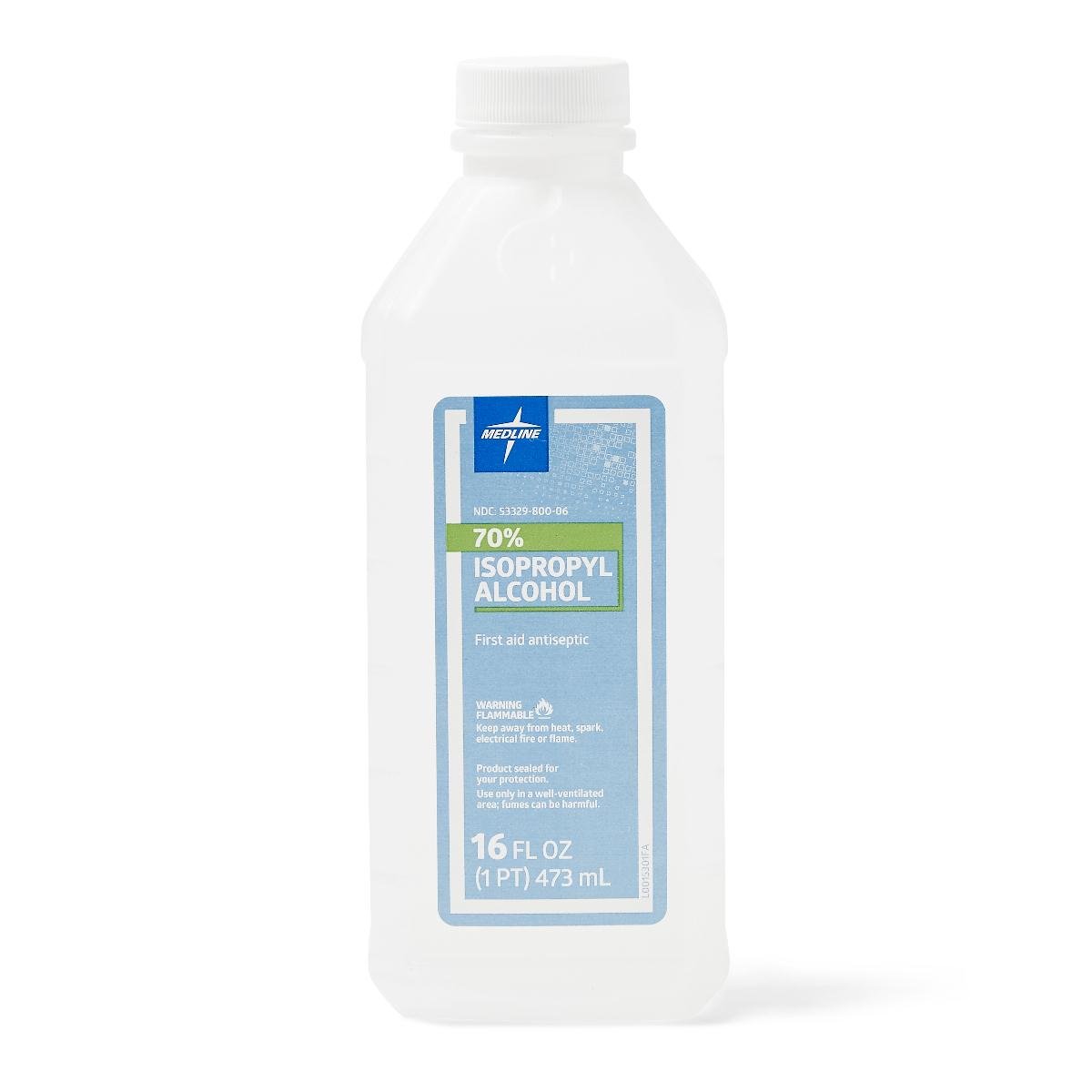 Medline 70% Isopropyl Rubbing Alcohol, 16 Oz Bottle - Pack of 12