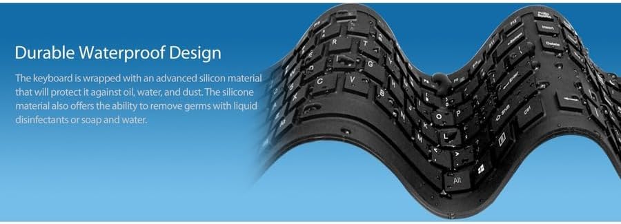 Adesso SlimTouch 232 Antimicrobial Waterproof Flexible Keyboard for Windows 8/7/Vista/XP/2000 (AKB-232UB), black