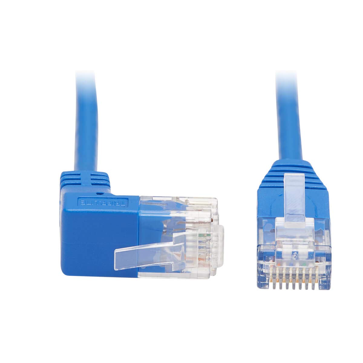 Tripp Lite Up Angle Cat6 Ethernet Cable, Gigabit Molded Slim UTP Network Patch Cable, Blue, 2 ft. (N204-S02-BL-UP)