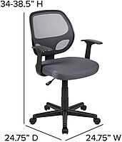 FLASH FURNITURE Flash Fundamentals Mid-Back Mesh Swivel Ergonomic Task Office Chair with Arms