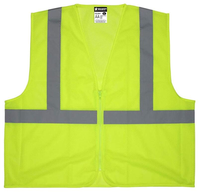 MCR SAFETY V2CL2MLZ Lime Mesh High-Visibility Safety Vest