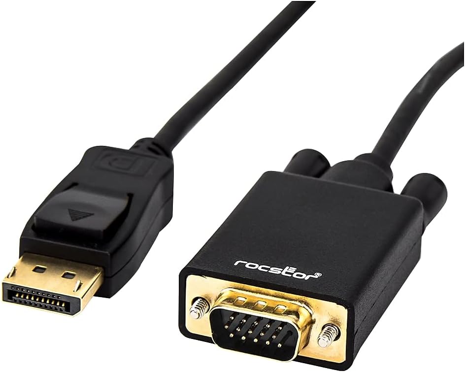 Rocstor Premium 6 Ft Displayport to VGA Cable M/Displayport to VGA Supporting 1920x1200 1080P at 60Hz - DP/VGA Cable