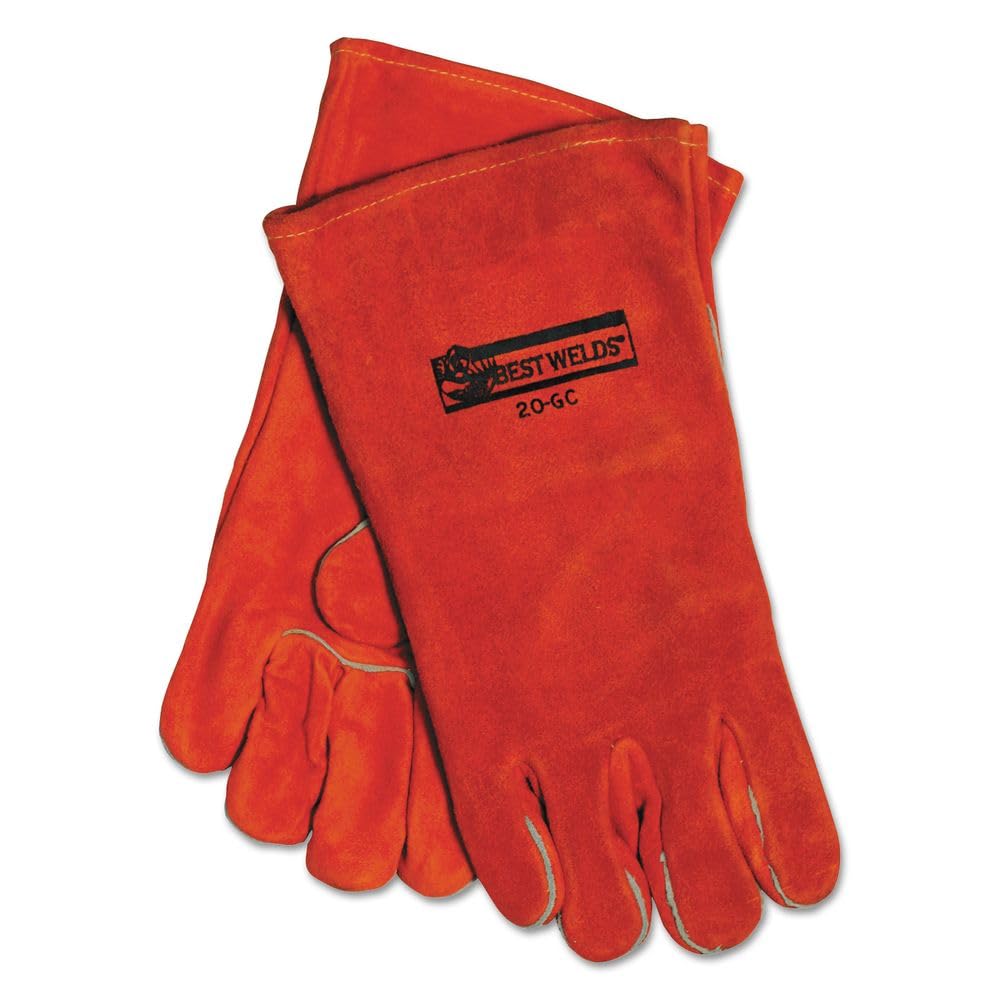 BEST WELDS 902-20GC - Split Cowhide Welding Gloves, Split Cowhide, Large, Right Hand, Russet