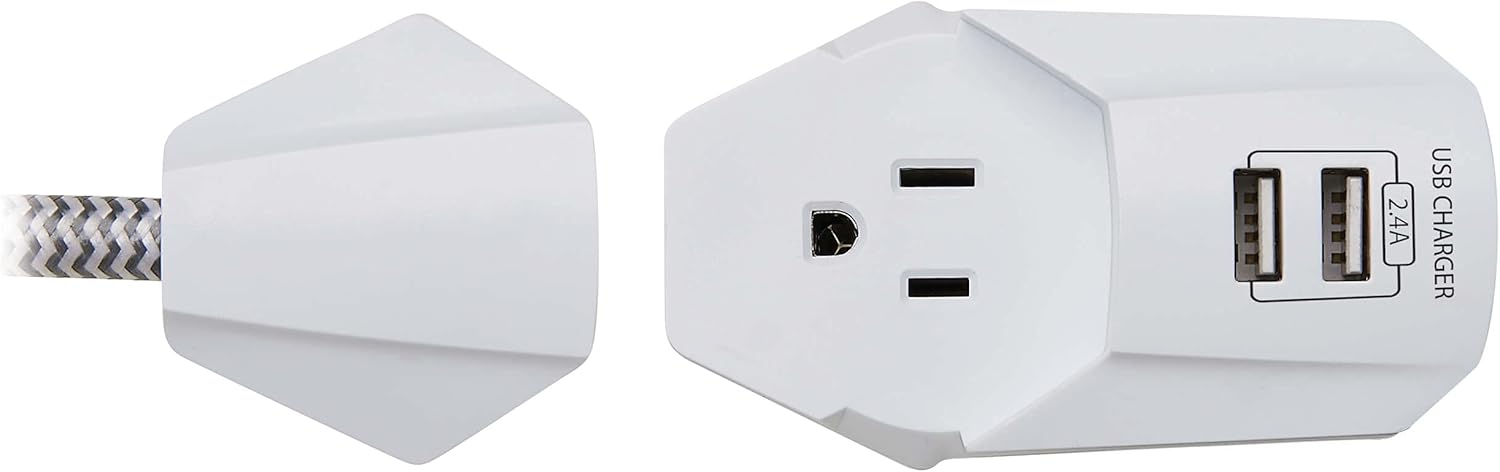 Tripp Lite Surge Protector Power Strip 7-Outlet with 2 USB Ports 6ft Cord White (TLP616USB)