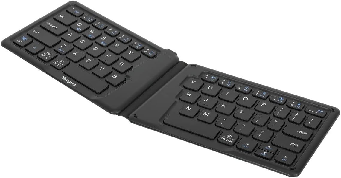 Targus Ergonomic Foldable Bluetooth Antimicrobial Keyboard, Compact, Black (AKF003US)