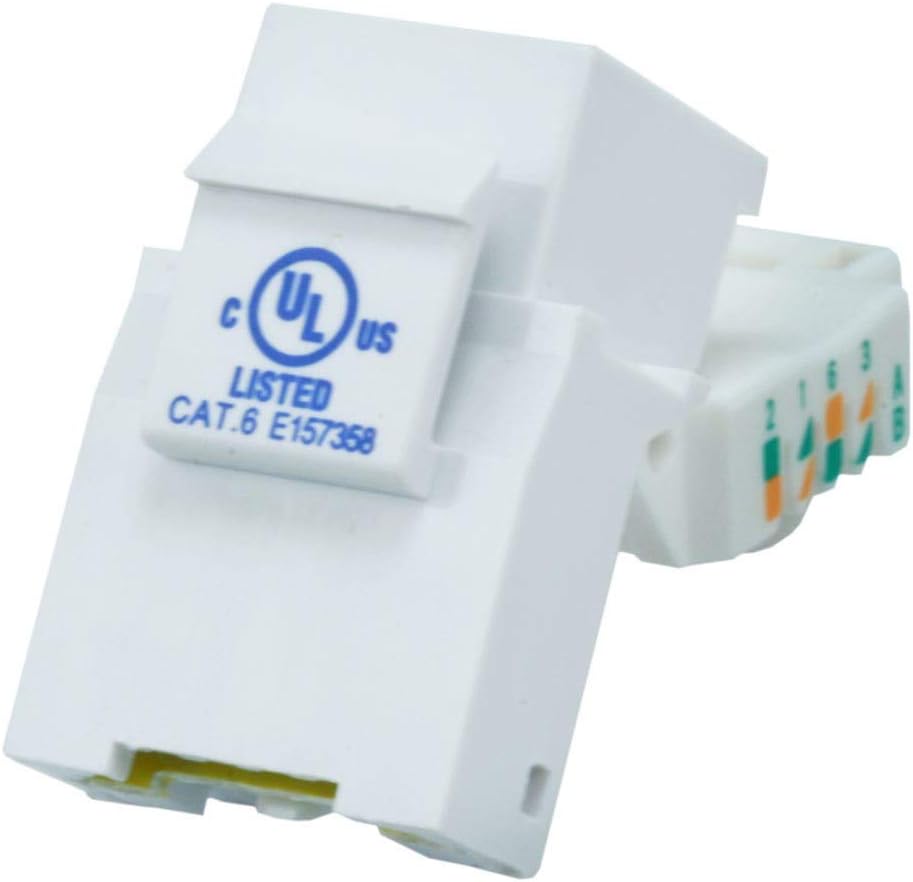 Monoprice Cat6 RJ45 Toolless Keystone Jack - For 22-24AWG Solid Wire, For Use With Wall Plate or Ethernet Panel