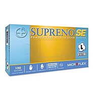 Series Microflex Supreno Disposable Gloves: Size Large, 4.3 mil, Uncoated-Coated Nitrile, Medical Grade, Unpowdered