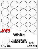 JAM PAPER Circle Label Sticker Seals - 1 2/3 Inch Diameter - 120 Round Labels/Pack