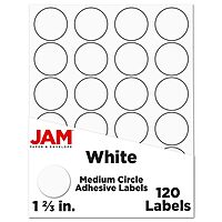 JAM PAPER Circle Label Sticker Seals - 1 2/3 Inch Diameter - 120 Round Labels/Pack