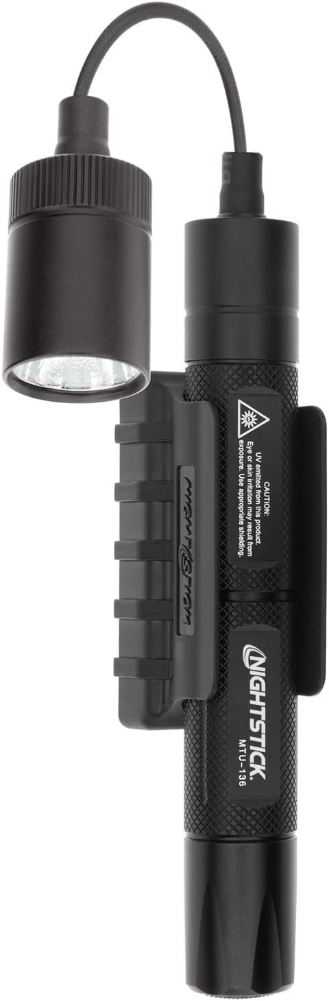 Nightstick MTU-136 Mini-TAC Gooseneck UV Flashlight with 2 AA, Black
