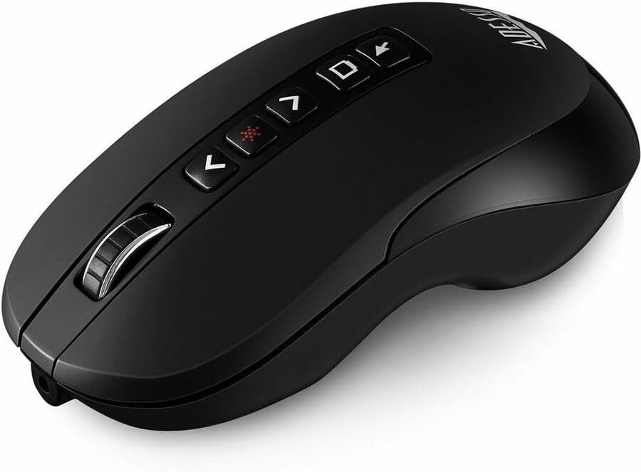 iMouse P40 Wireless Multifunctional Presenter Mouse, 2.4 GHz Frequency/100 ft Wireless Range, Left/Right, Black