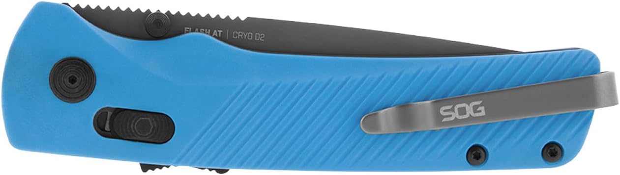 SOG Flash AT Ambidextrous Partially Serrated Folding Pocket Knife D2 Steel