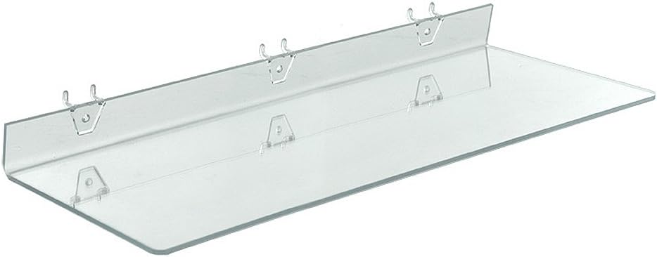 Azar Displays Clear Acrylic Shelf for Pegboard or Slatwall (4 Pack)