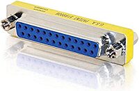 C2G/Cables to Go 02774 DB25 F/F Mini Gender Changer (Coupler), Silver/Yellow
