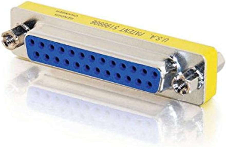 C2G/Cables to Go 02774 DB25 F/F Mini Gender Changer (Coupler), Silver/Yellow