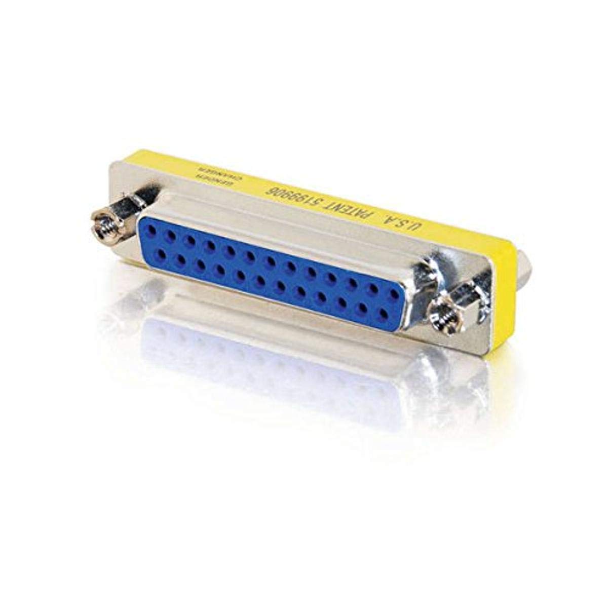 C2G/Cables to Go 02774 DB25 F/F Mini Gender Changer (Coupler), Silver/Yellow
