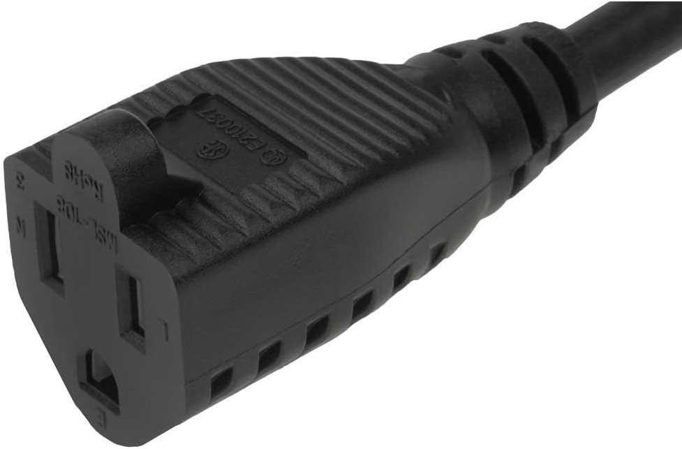 C2G Power Cord, Flat Plug Extension Cord, 18 AWG, Black, 1.5 Feet (0.45 Meters), Cables to Go 29804