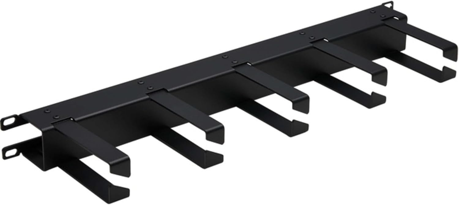 Tripp Lite Horizontal Server Rack Enclosure Cable Manager, Metal Rings, 1U Rack-Mount, Black, Standard Width