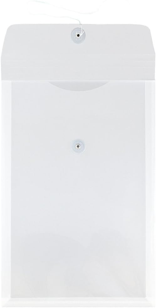 JAM PAPER Open-End Plastic Envelopes, Button & String