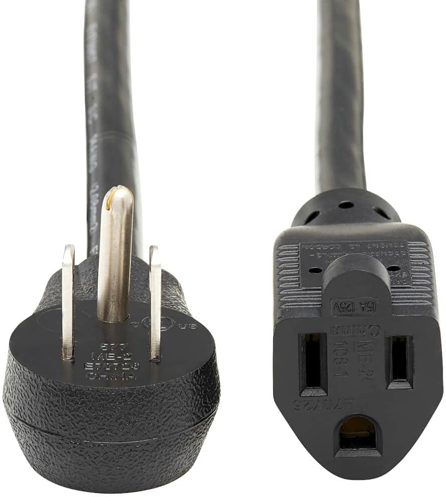 Tripp Lite Power Extension Cord Right-Angle 5-15P to 5-15R 16AWG 13A 1ft (P024-001-13A15D)