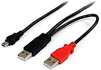 STARTECH.COM USB Y Cable for External Hard Drive (USB-A x2 to Mini-B)
