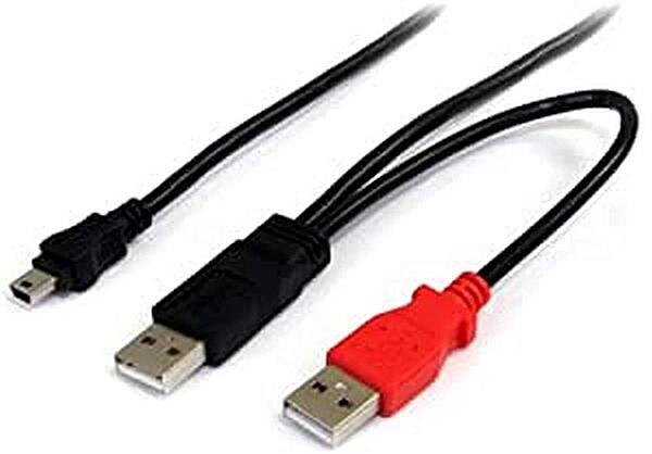 STARTECH.COM USB Y Cable for External Hard Drive (USB-A x2 to Mini-B)