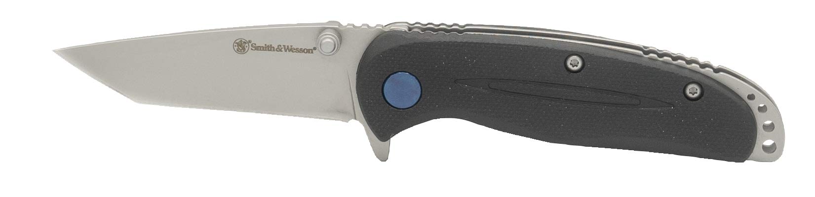 Smith & Wesson Nylon Blue 6in High Carbon S.S. Folding Knife with 2.75in Tanto Point Blade and Glassfilled Nylon Handle