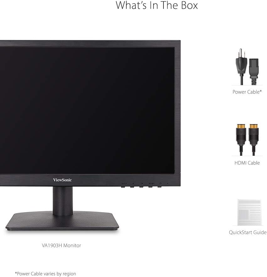 ViewSonic VA1903H 19-Inch WXGA 1366x768p 16:9 Widescreen Monitor with Enhanced View Comfort